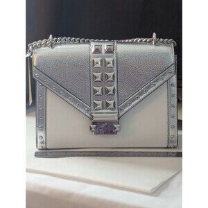 Michael Kors Studded Whitney Bag - Silver, White, Leather, Chain Strap, NWT